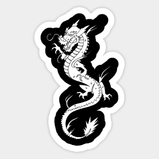Traditional Dragon Drawing (Black and White) Sticker